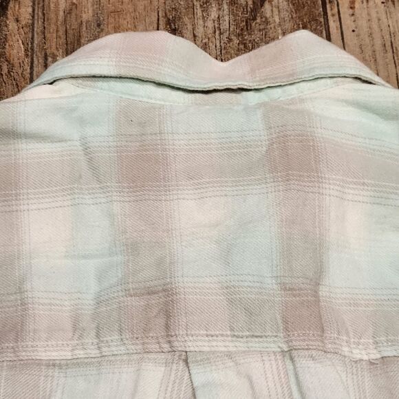 🔸NWT Levi's Silver Tab Mint Plaid Buttoned Front Long Sleeve Flannel Top XSmall - Picture 5 of 12